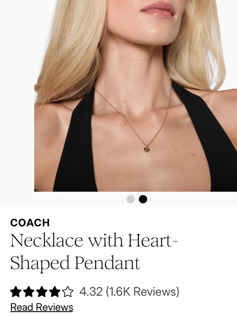Coach Silver-Tone Heart Pendant Necklace